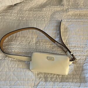 kate spade Cream Leather Crossbody Belt Bag with Contrast Strap